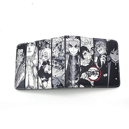 KeMeng Demon Slayer's Blade Anime Wallet PU Leder Geldbörse Demon Slayer's Blade Crescent Anhänger Halskette, 2?, msall, Schwarz und Weiß von KeMeng