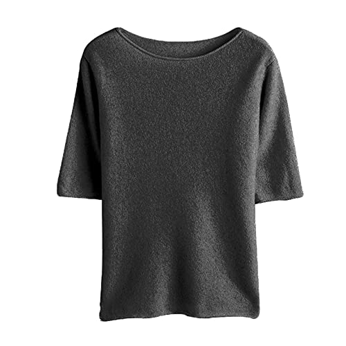 FrüHherbst Loser Pullover Rundhals Pullover Halbarm Strick T-Shirt Casual Top Line Shirt DüNne Kurze äRmel von KeYIlowys