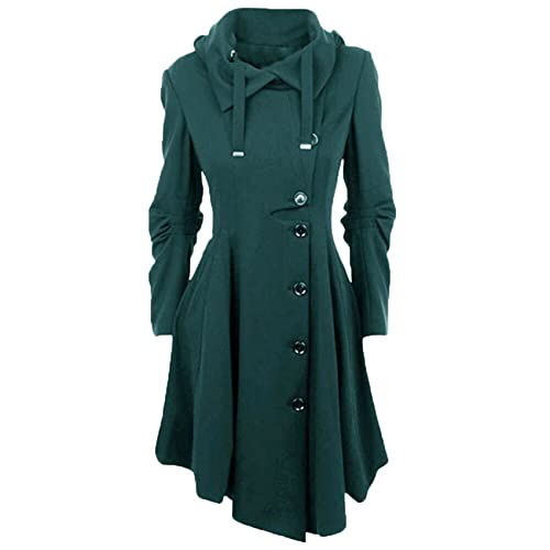 KeYIlowys Damen Wollmantel Mit UnregelmäßIgem Saum Damen Einfarbig Reversknopf Langarm Jacke Top von KeYIlowys
