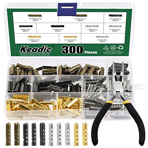 Keadic 301 Stück Aglet Crimpzange, Schnürsenkel Aglets Werkzeug, Aglets für Schnürsenkel 4 Farben, Reparatur Schuhspitzen, Spitzen Schuh Spitze Enden Ersatz für Sneaker Leinwand DIY(20mm) von Keadic