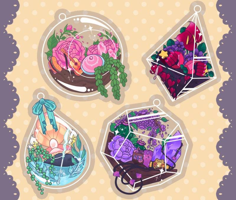 Edelstein Terrarium Charms | Schlüsselanhänger Zubehör Pflanzenzubehör Kunst Niedlich Transparent von KearaBeespoke