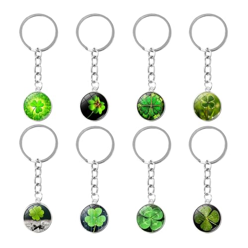 Keboyoe 8 Stück Kleeblatt Schlüsselanhänger Glücksbringer Schlüsselanhänger Kleeblatt Set Glücksklee Schlüsselanhängers 3 cm für Geschenk Dekorationen für Damen Kinder von Keboyoe