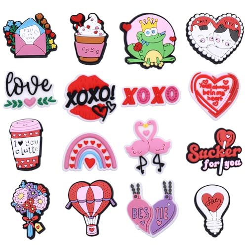 KedidO Shoe Charms, Cartoon Shoe Decoration, Pink Valentine's Day Theme Shoe Badges, Cute PVC Shoe Decoration Pendant, Various Patterns Cartoon Shoe Decorations for Boys and Girls von KedidO