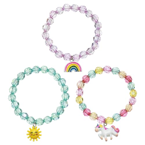 Kinder Armbänder, Bunte Armband, Perlen-Stretch-Armbänder für Kinder Perlen Armbänder Bunte Perlen Gewebte Armbänder mit bunten Anhängern von KedidO