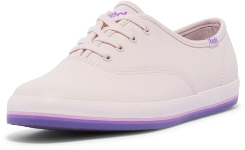 Keds Damen Champion Leather Lace Up Sneaker, Pink/Lila Unterteil Foxing Stripe, 38 EU Weit von Keds
