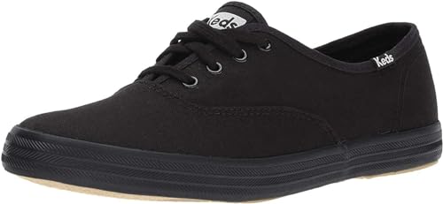 Keds Damen Champion Schnürschuh aus Segeltuch Turnschuh, Schwarz Black, 36 EU Weit von Keds