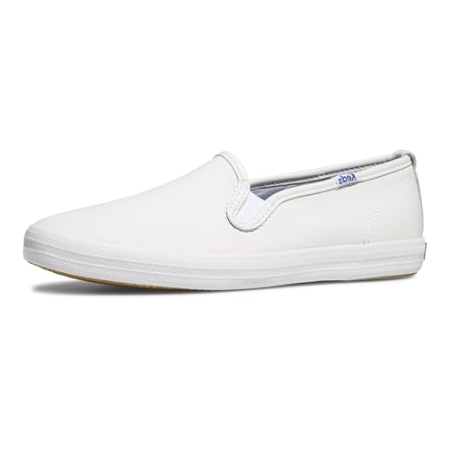 Keds Damen Champion Slip on Sneaker, Weißes Leder, 40 EU Weit von Keds