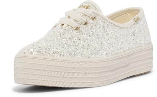 Keds Damen Point Lace Up Sneaker, Cremefarbener Glitzer, 38 EU von Keds