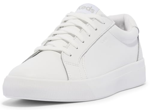Keds Damen Pursuit Schnürschuh Sneaker, Weißes Leder, 39.5 EU von Keds