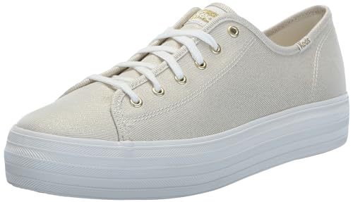 Keds Damen Triple Kick Canvas Sneaker, Goldmetallisches Textil, 36 EU von Keds
