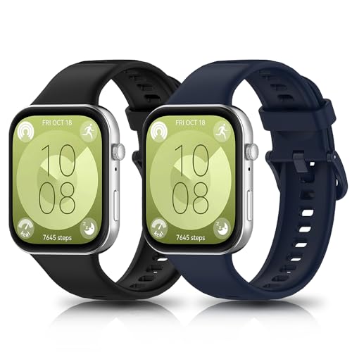 KeeFos 2 Stück Armband Kompatibel mit Huawei Watch Fit 3, Silikon Ersatzarmband Uhrenarmband Herren Damen Kompatibel mit Huawei Watch Fit 3 - Schwarz+Blau KeeFos 2 Stück Armband Kompatibel mit Huawei Watch Fit 3, Silikon Ersatzarmband Uhrenarmband Herren Damen Kompatibel mit Huawei Watch Fit 3 - Schwarz+Blau von KeeFos