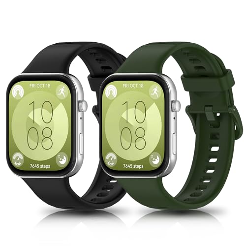 KeeFos 2 Stück Armband Kompatibel mit Huawei Watch Fit 3, Silikon Ersatzarmband Uhrenarmband Herren Damen Kompatibel mit Huawei Watch Fit 3 - Schwarz+Grün KeeFos 2 Stück Armband Kompatibel mit Huawei Watch Fit 3, Silikon Ersatzarmband Uhrenarmband Herren Damen Kompatibel mit Huawei Watch Fit 3 - Schwarz+Grün von KeeFos