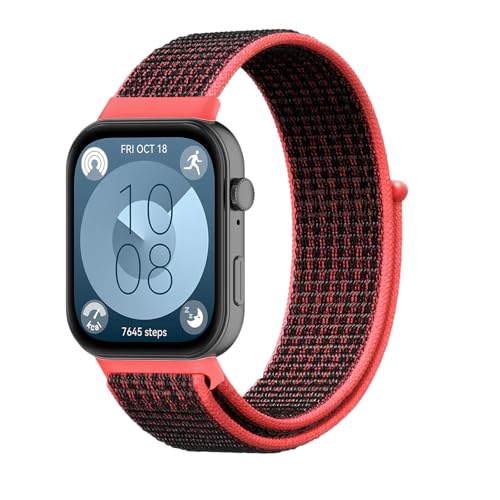 KeeFos Armband Kompatibel mit Huawei Watch Fit 3, Einstellbares Nylon Ersatzarmband Sport Damen Herren Uhrenarmbänder Kompatibel mit Huawei Watch Fit 3 - Rot/Schwarz KeeFos Armband Kompatibel mit Huawei Watch Fit 3, Einstellbares Nylon Ersatzarmband Sport Damen Herren Uhrenarmbänder Kompatibel mit Huawei Watch Fit 3 - Rot/Schwarz von KeeFos