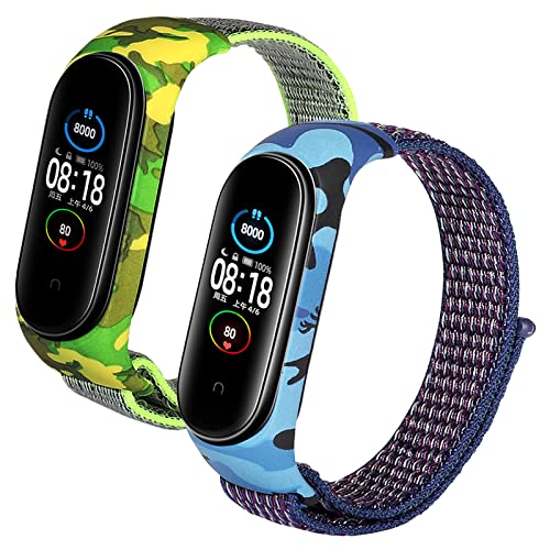 Keecuty 2 Stück Armband kompatibel mit Xiaomi Mi Band 6 Armband Xiaomi Mi Band 5 Armband, Verstellbarer Nylon Ersatzarmband kompatibel xiaomi mi Band 4/xiaomi mi Band 3 für Frauen Männer-2C von Keecuty