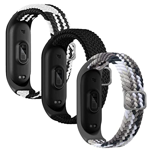 Keecuty 3 Stück Nylon Armband für Mi Band 6/5/4/3 Armband Elastisches Stoff Geflochten Weichem Nylon Sport Armbänder Elastizität Atmungsaktive Erweiterbar Uhrenarmband für Mi Band 6/5/4/3-3D von Keecuty