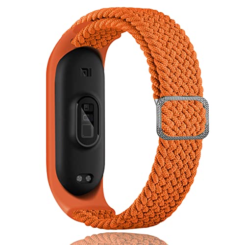 Keecuty Nylon Armband für Mi Band 6/5/4/3 Armband Elastisches Stoff Geflochten Weichem Nylon Sport Armbänder Elastizität Atmungsaktive Erweiterbar Uhrenarmband für Mi Band 6/5/4/3 (Orange) von Keecuty