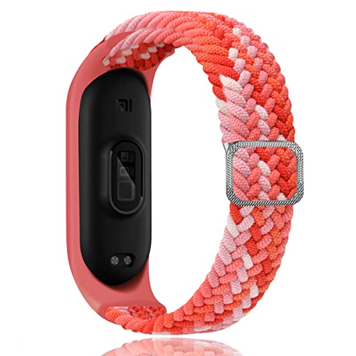 Keecuty Nylon Armband für Mi Band 6/5/4/3 Armband Elastisches Stoff Geflochten Weichem Nylon Sport Armbänder Elastizität Atmungsaktive Erweiterbar Uhrenarmband für Mi Band 6/5/4/3 (Rosa mischen) von Keecuty