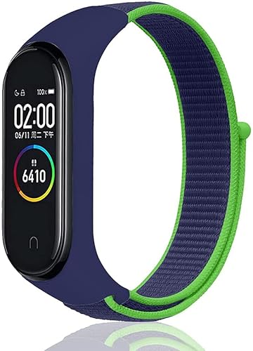 Keecuty Nylon Armband für Xiaomi Mi Band 6/5 / 4/3 & Amazfit Band 5 Armband Verstellbarer Nylon Ersatzarmband kompatibel XiaomiMi Band 6/5/4/3 & Amazfit Band 5 für Frauen Männer (Blau Grün) von Keecuty