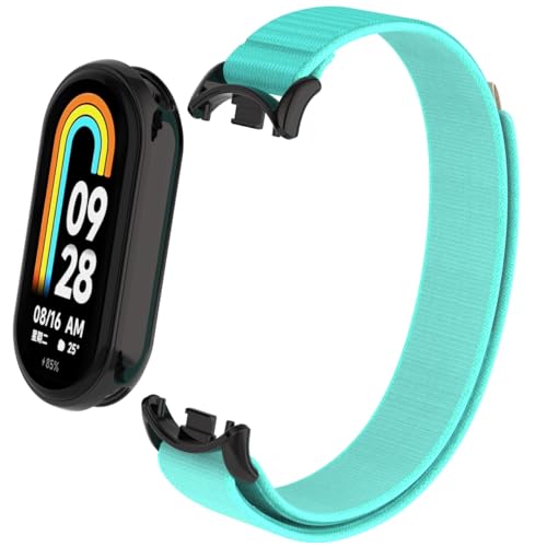 Keecuty Nylon Armband für Xiaomi Mi Band 8 Mit Metallfutter Armband Verstellbarer Nylon Ersatzarmband kompatibel Xiaomi Mi Band 8 für Frauen Männer (Minzgrün) von Keecuty