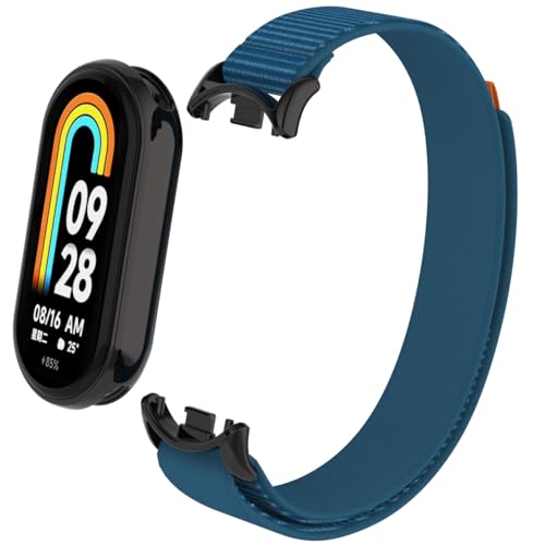 Keecuty Nylon Armband für Xiaomi Mi Band 8 Mit Metallfutter Armband Verstellbarer Nylon Ersatzarmband kompatibel Xiaomi Mi Band 8 für Frauen Männer (Navy Blau) von Keecuty