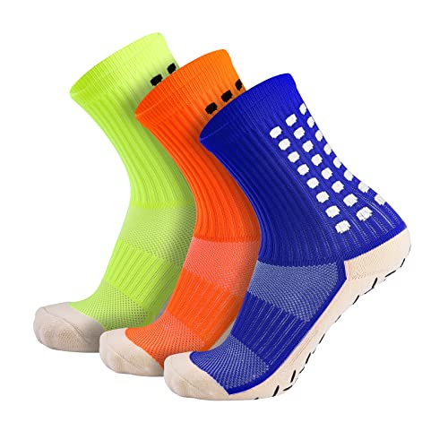 Keejaa Rutschfeste Fußball Socken Anti Rutsch Socken rutschfeste Sportsocken Fußball Grip Socken Tape Fussball Socken mit Gummi-Pads Stoppersocken Noppensocken 2 Paar Unisize von Keejaa