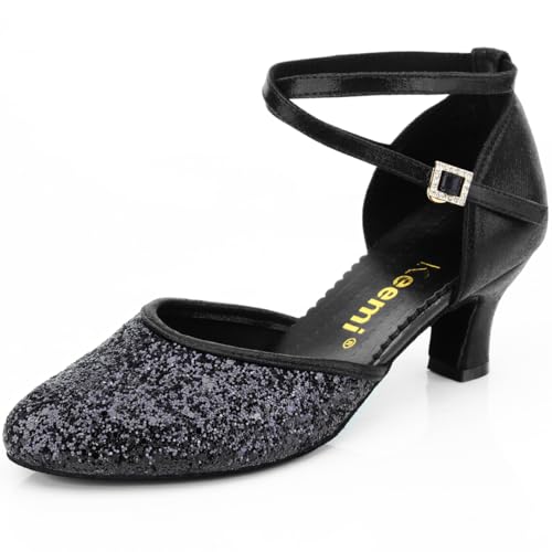 Keemi Damen Ballsaal Tanzschuhe 1920er Schuhe für Frauen Pailletten Tanzschuhe für Latein Salsa Tango, Schwarz, 35 EU von Keemi