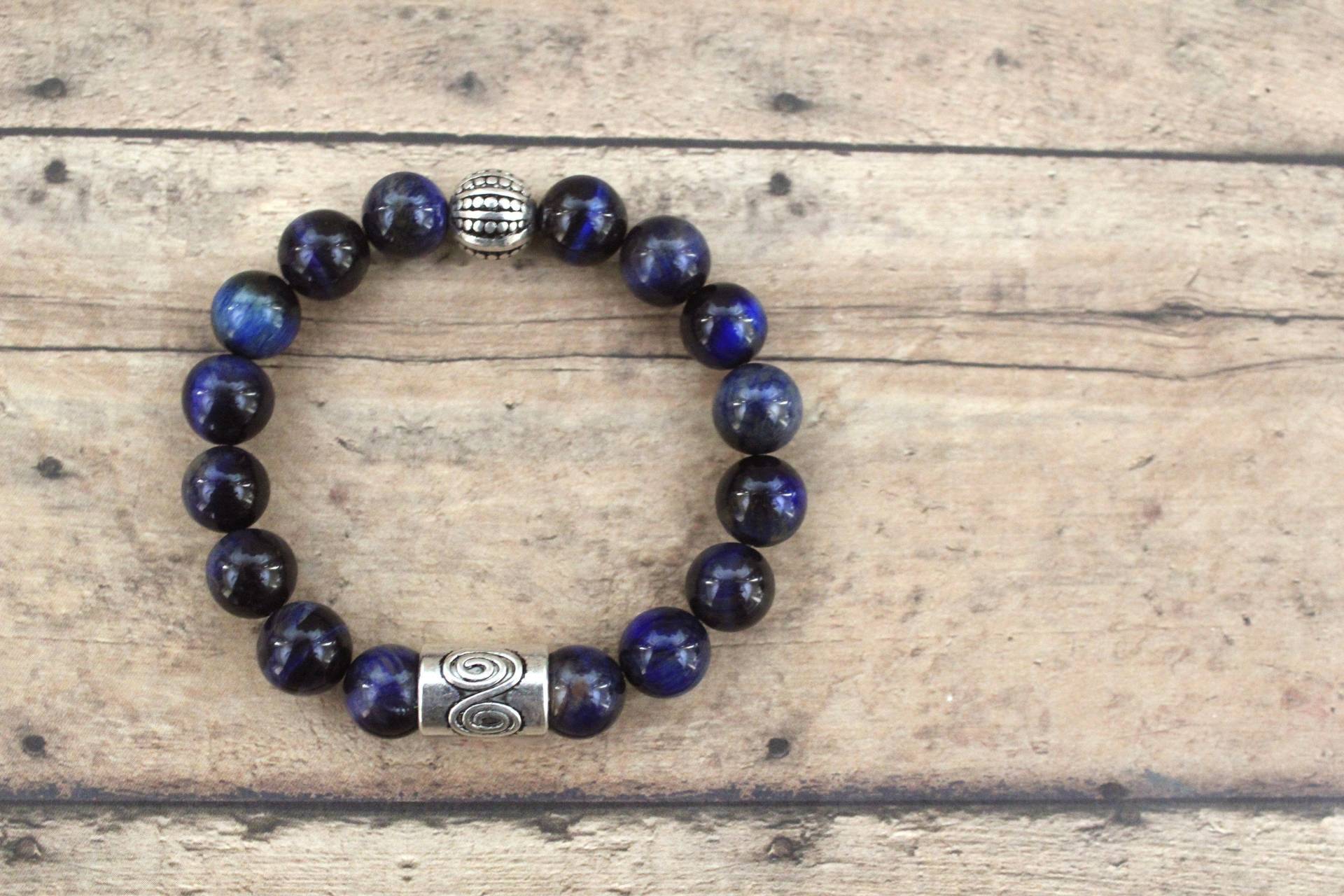 Blaues Tigerauge Perlenarmband Unisex Armband von KeenaraShawn