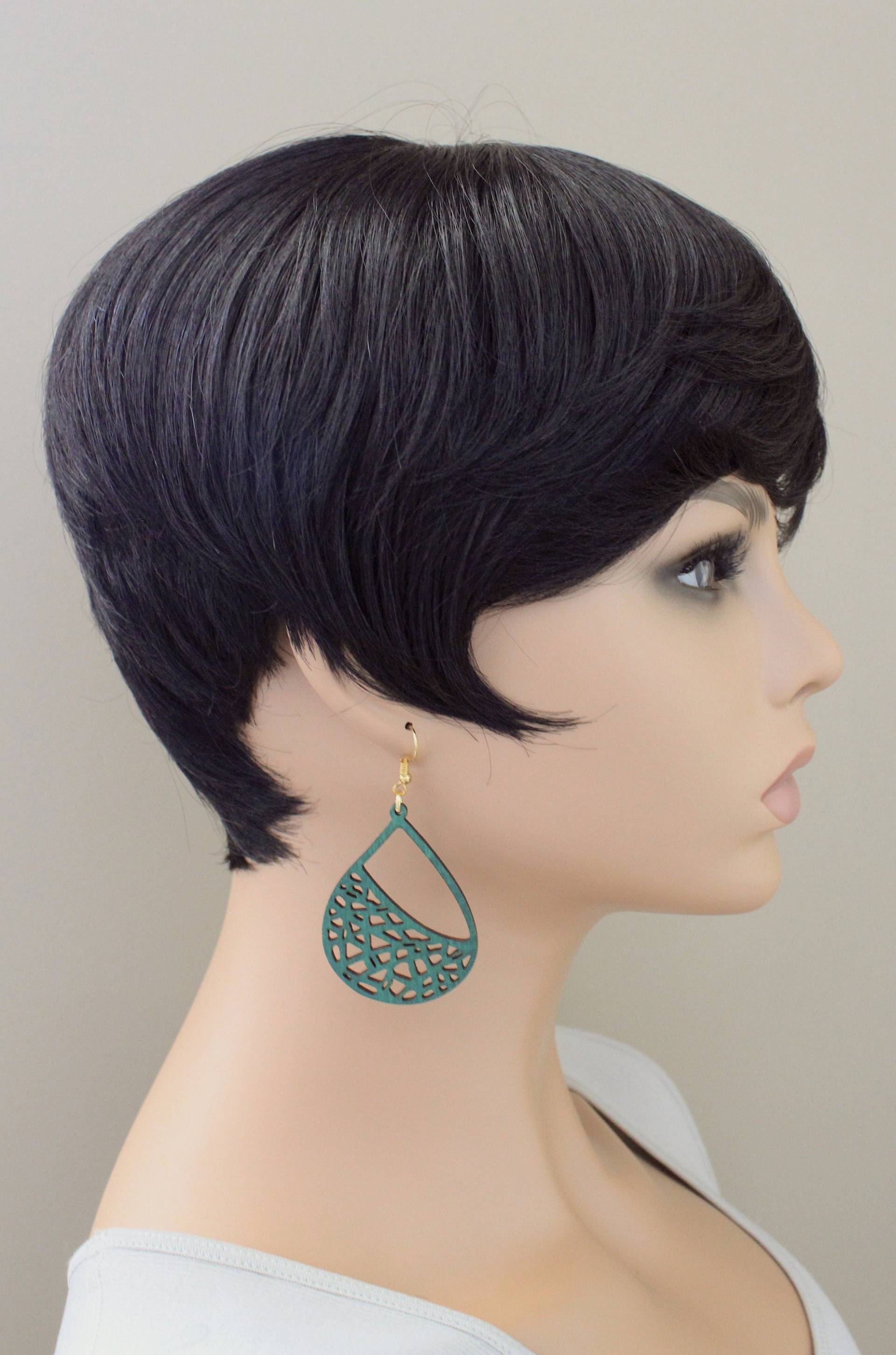 Laser Geschnittene Holzohrringe Blaugrüner Tropfen Im Vogelnest Design von KeenaraShawn