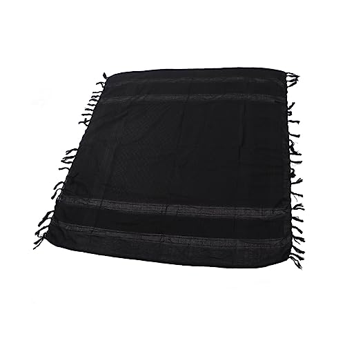 Keenso Baumwoll-Wüstenschal mit Quasten, Weicher, Dicker Schwarzer Kopfschal für den Außenbereich von Keenso