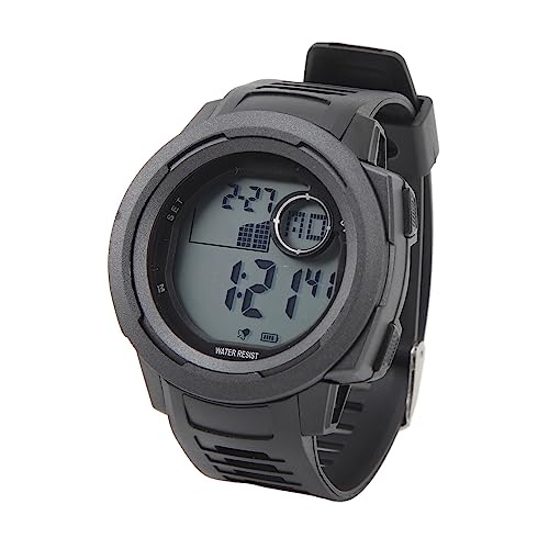 Keenso Herren-Outdoor-Armbanduhr, Große Ziffernanzeige, Kautschukarmband, Stoßfest, Outdoor-Sport, Elektronische Uhr, Schnallenverschluss Zum Laufen (Grau) von Keenso
