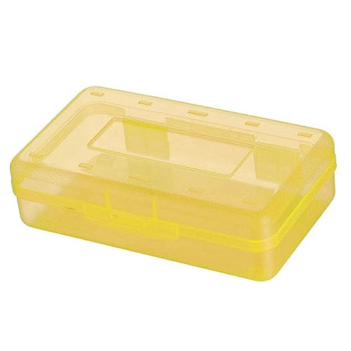 Keenso Kinder-Bleistiftbox, Kunststoff, für Schüler, Schule, Klassenzimmer, Tragbares Kunststoff-Federmäppchen mit Festem Schnappdeckel (Gelb) von Keenso