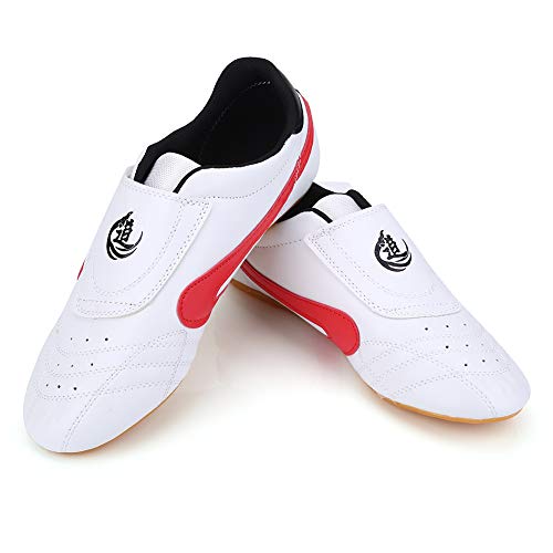 Keenso Taekwondo Schuhe, Unisex Sport Martial Arts Sneaker Protective Foot Gear Boxing Schuhe Atmungsaktiv Kung Fu Tai Chi Schuhe für Kinder Erwachsene(30) Shoes Weiß von Keenso