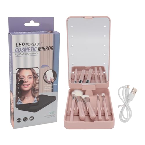 Make -up Pinsel Pinsel Lidschatten Make -up -Set mit LED -Lichtspiegel für Heimwohnheimreisen von Keenso