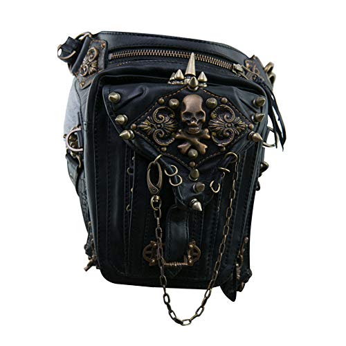 Steampunk Umhängetasche, Damen Motorradtasche PU Leder Steampunk Retro Umhängetasche Hüfttasche von Keenso