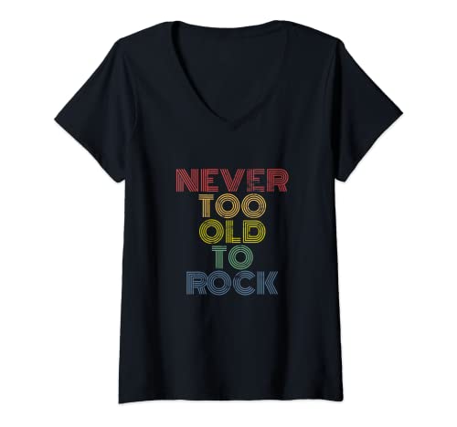 Damen Never Too Old To Rock Musikkonzertband Festival T-Shirt mit V-Ausschnitt Damen Never Too Old To Rock Musikkonzertband Festival T-Shirt mit V-Ausschnitt von Keep Calm And Rock On Tees