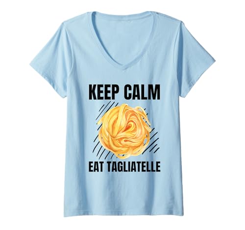 Damen Keep Calm Eat Tagliatelle Vintage Grunge Tagliatelle Lover T-Shirt mit V-Ausschnitt von Keep Calm Eat Tagliatelle Vintage Tagliatelle