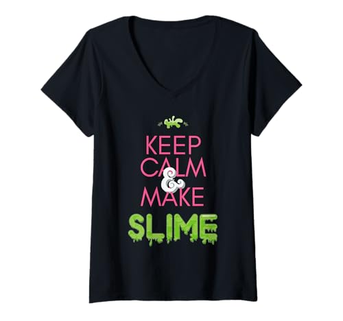 Damen Bleib ruhig und Mache Schleim zum Selbermachen, Basteln, lustige Schleimkönigin T-Shirt mit V-Ausschnitt Damen Bleib ruhig und Mache Schleim zum Selbermachen, Basteln, lustige Schleimkönigin T-Shirt mit V-Ausschnitt von Keep Calm and Make Slime DIY Slime Queen Gifts