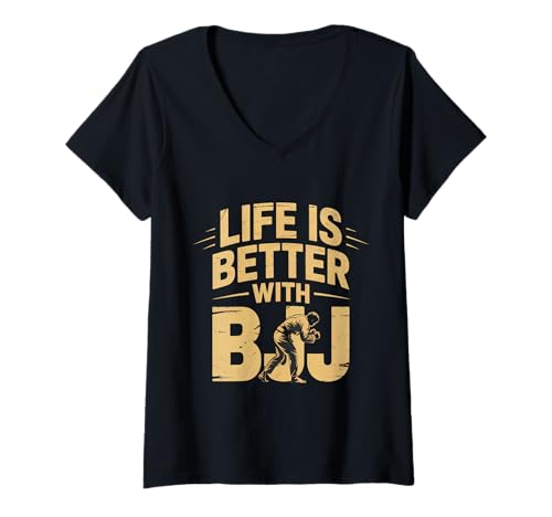 Damen Das Leben ist Besser mit BJJ-Zitaten, dem Sprichwort von BJJ Jiu Jitsu Fighter T-Shirt mit V-Ausschnitt Damen Das Leben ist Besser mit BJJ-Zitaten, dem Sprichwort von BJJ Jiu Jitsu Fighter T-Shirt mit V-Ausschnitt von Keep Rolling BJJ Fighting Fighters Jiu Jitsu Shirt