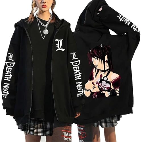 KeepRock Death Note Anime Kapuzenpulli mit Reißverschluss Unisex Casual L-Lawliet gedruckt Sweatshirt mit Reißverschluss Y2k Jacke von KeepRock