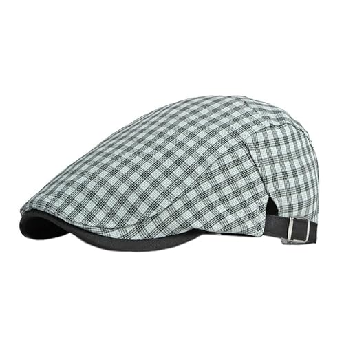 KeepSa Baumwolle Kariertes Schiebermütze Flatcap Herren & Damen - Schirmmützen Gatsby Ivy Newsboy Cap - Unisex Atmungsaktiv Vintage Verstellbare Cabbie Cap von KeepSa