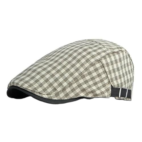 KeepSa Baumwolle Kariertes Schiebermütze Flatcap Herren & Damen - Schirmmützen Gatsby Ivy Newsboy Cap - Unisex Atmungsaktiv Vintage Verstellbare Cabbie Cap von KeepSa