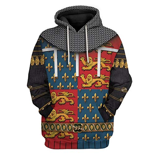 Historische Figur 3D-Druck Kapuzenpullover Colonial King Cosplay Kostüm Armee Uniform Sweatshirt von keephen