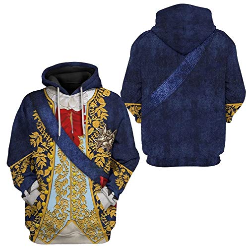 Historische Figur 3D-Druck Kapuzenpullover Colonial King Cosplay Kostüm Armee Uniform Sweatshirt von Keephen