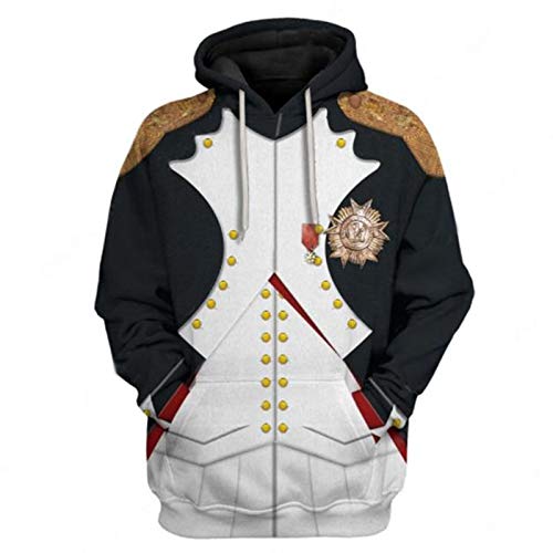 Historische Figur 3D-Druck Kapuzenpullover Colonial King Cosplay Kostüm Armee Uniform Sweatshirt von Keephen