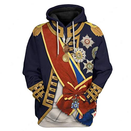 Historische Figur 3D-Druck Kapuzenpullover Colonial King Cosplay Kostüm Armee Uniform Sweatshirt von keephen