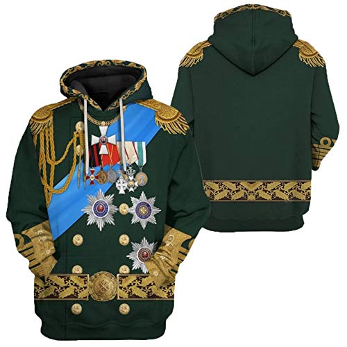 Historische Figur 3D-Druck Kapuzenpullover Colonial King Cosplay Kostüm Armee Uniform Sweatshirt von Keephen