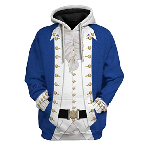 Historische Figur 3D-Druck Kapuzenpullover Colonial King Cosplay Kostüm Armee Uniform Sweatshirt von keephen