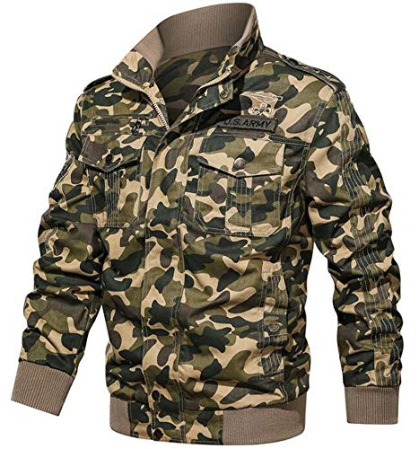 keephen Herren Military Jacken Lässige Combat Camo Jacke Mantel Full Zip Army Jacke von keephen