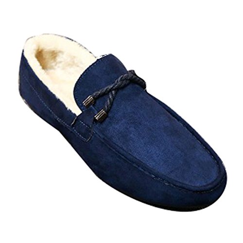 Keephen Herren Mokassins Hausschuhe -Winter Wildleder Halbschuhe Warm Lammwolle Gefüttert Mokassin Freizeitschuhe Schuhe-Slipper von Keephen