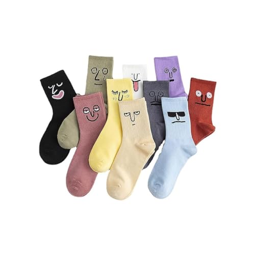 10 Paar Lustige Gesichtsausdrucksocken, Funny Facial Expression Socks, Lustige Bunte Socken, Unisex Socken Damen Herren Lustige Socken, Lustige Bunte Damen Socken, Lustige Bunte Baumwollsocken von Keeplus